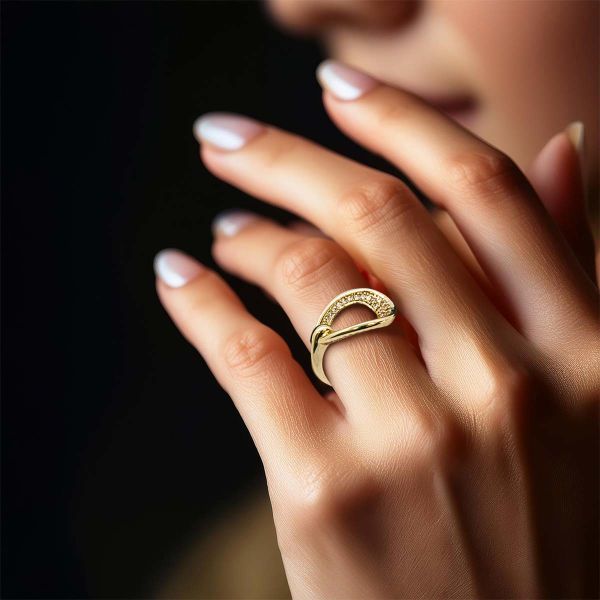 Oval Zirkonyum Taşlı Gold Yüzük