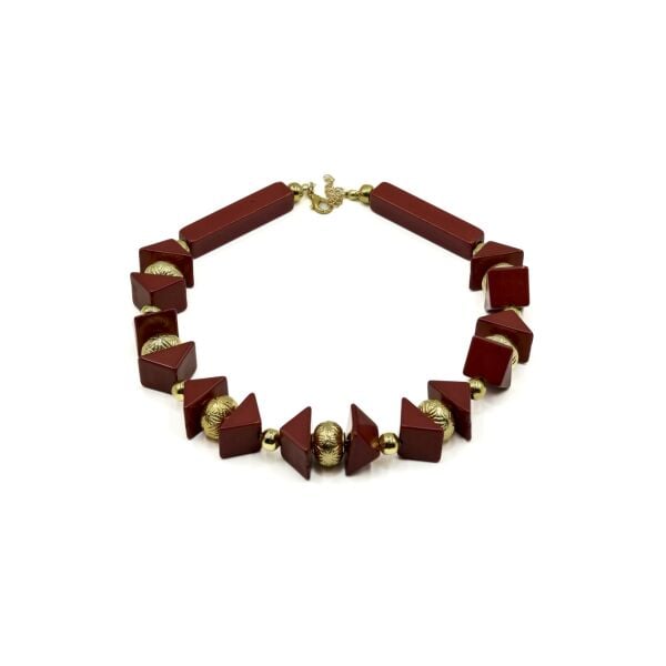 Geometrik Bordo Tasarım Kolye
