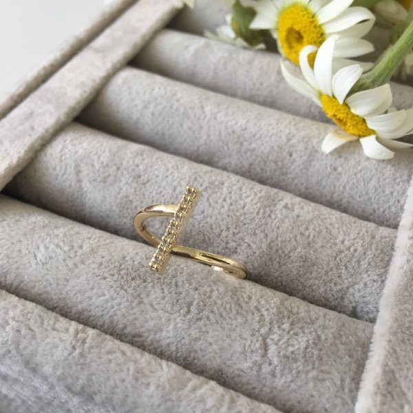 Full Zirkon Taş İnce Gold Yüzük