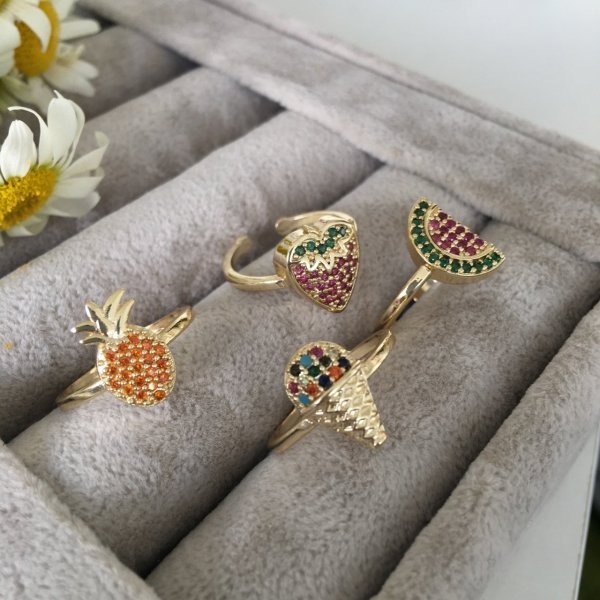 Full Zirkon Taşlı Karpuz Yüzük