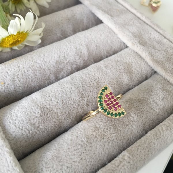 Full Zirkon Taşlı Karpuz Yüzük