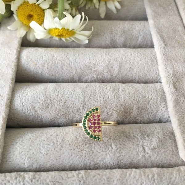 Full Zirkon Taşlı Karpuz Yüzük