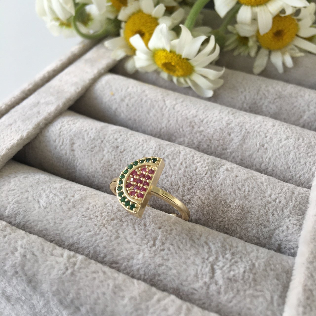 Full Zirkon Taşlı Karpuz Yüzük