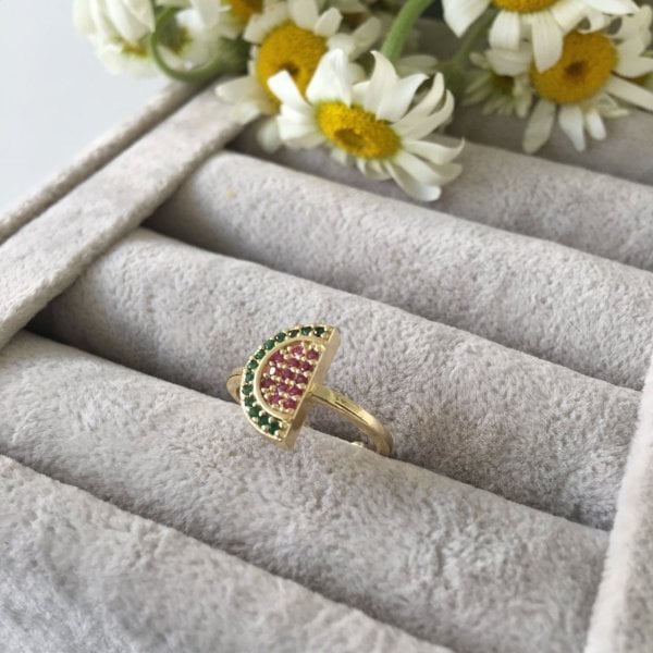 Full Zirkon Taşlı Karpuz Yüzük