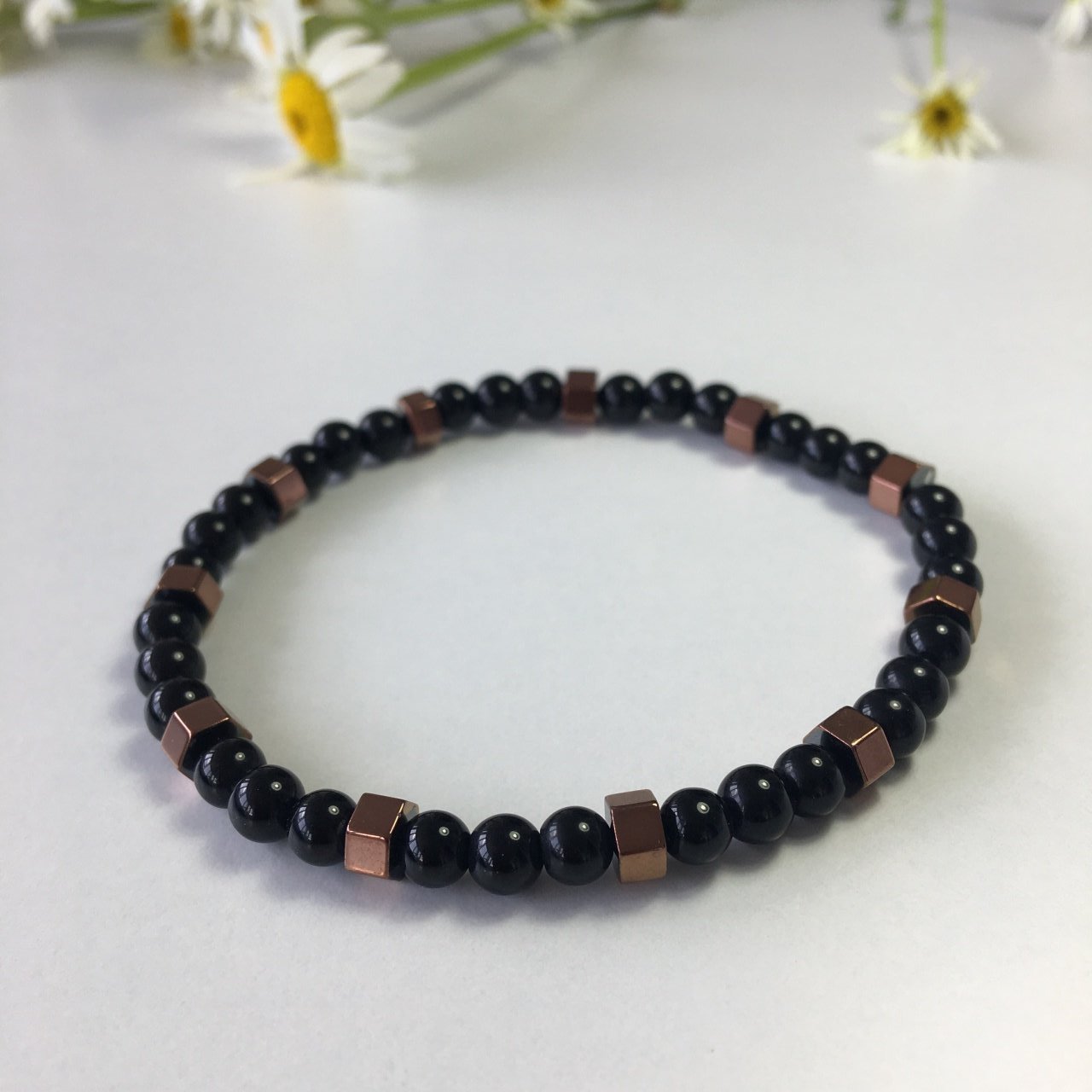 Bronz Hematit Oniks Doğaltaş Boncuk Bileklik