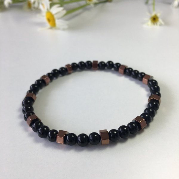 Bronz Hematit Oniks Doğaltaş Boncuk Bileklik