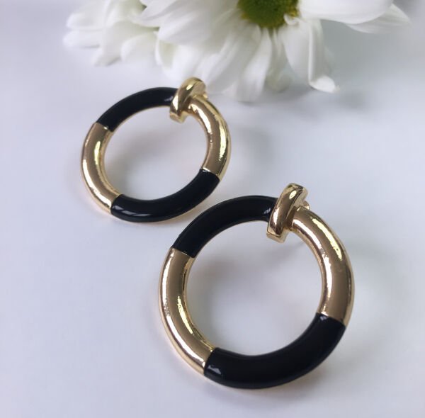 Renkli Gold Yuvarlak Plaka Küpe