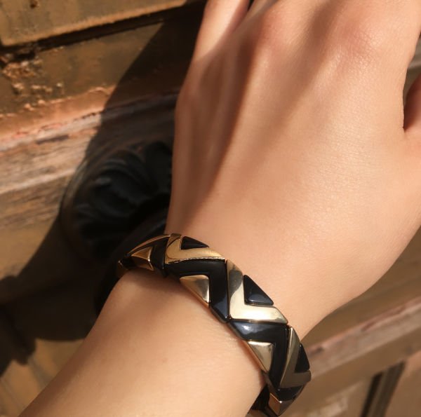Siyah Gold Geometrik Porselen Bileklik