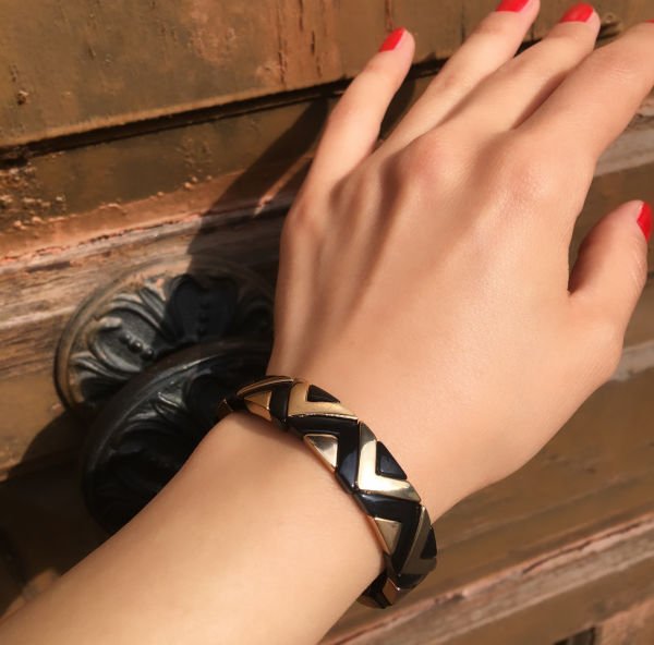 Siyah Gold Geometrik Porselen Bileklik